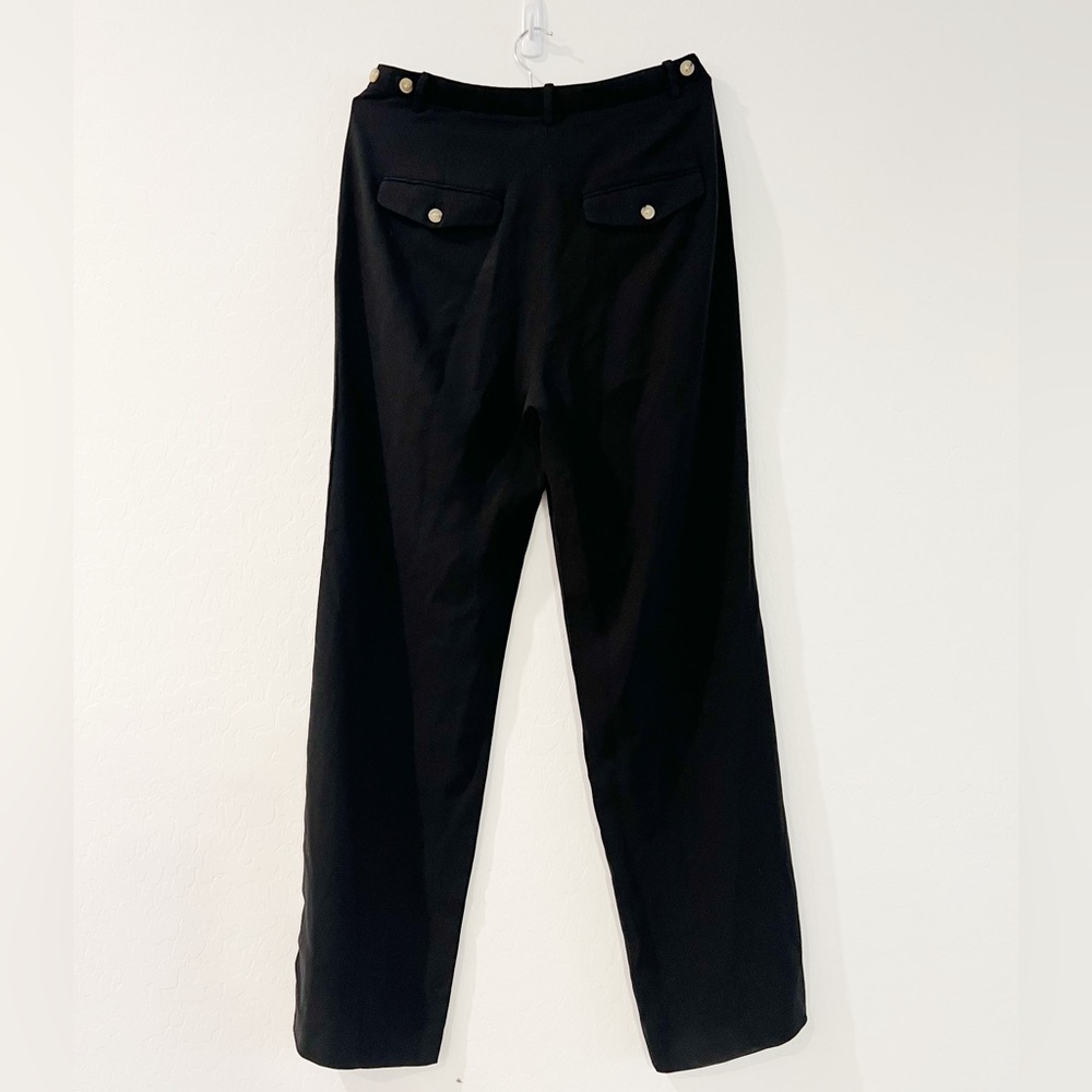 VINCE. Black Triacetate Blend Wide Leg Pleated Cropped Crepe Pants Size 8